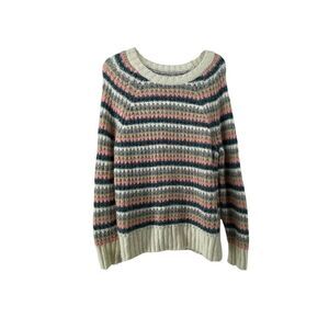 American Eagle Sweater Womens Size M Chunky Knit Wool Blend Multicolored Striped